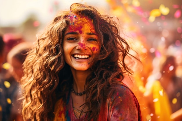 Photo indian woman celebrating festival outdoors adult