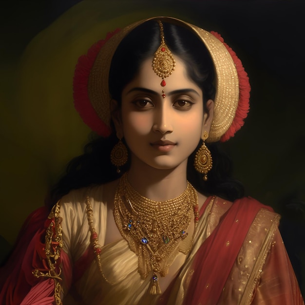 Indian woman portrait painting