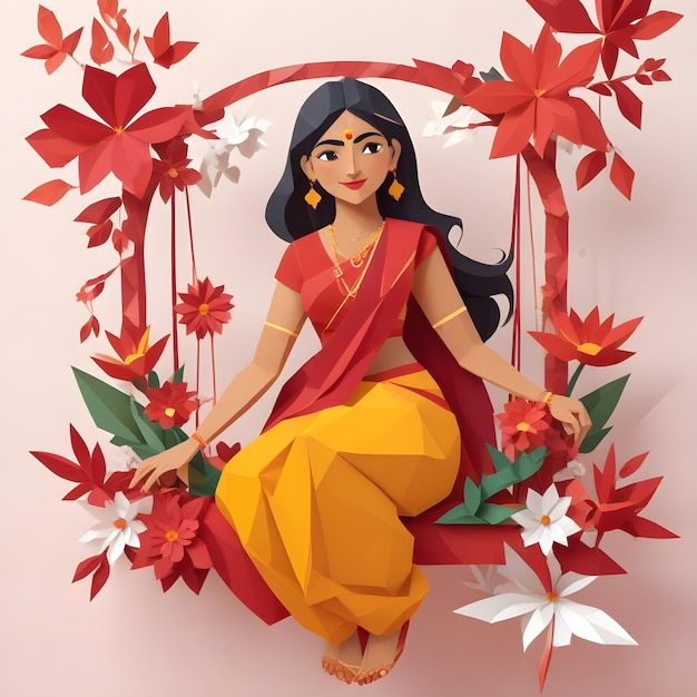 Indian woman in red sari