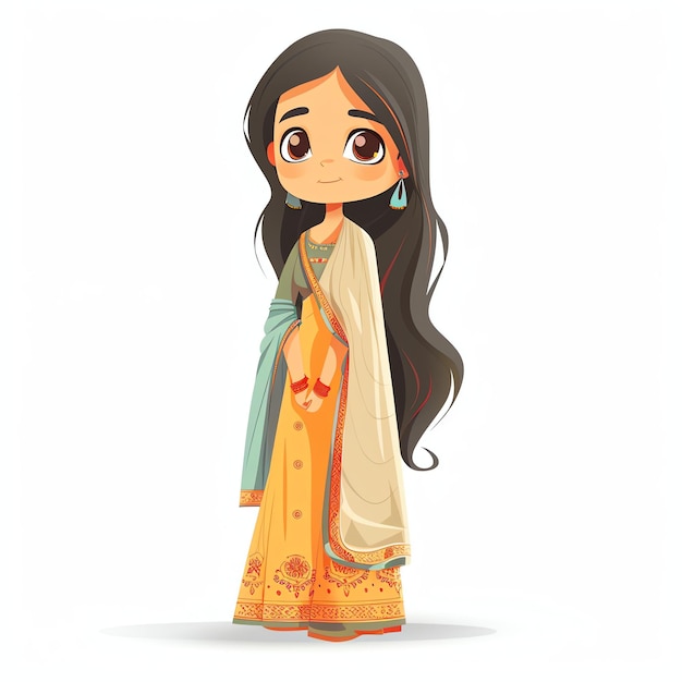 Indian Woman Wearing Salwar Kameez indian illustration