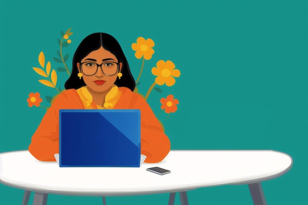 An Indian woman working on laptop Journey of an Indian Woman in Digital Work Generative AI