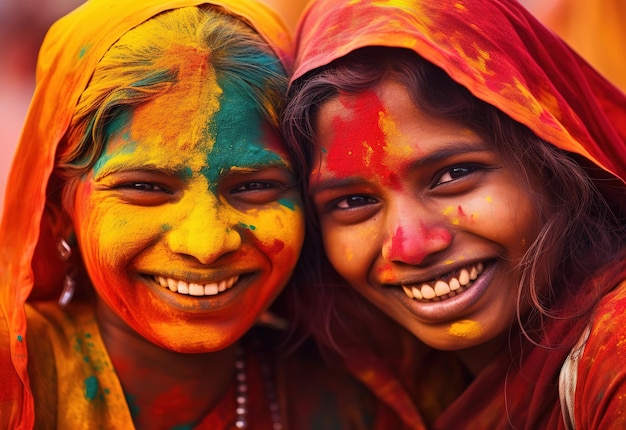 Indian women in Holi celebration