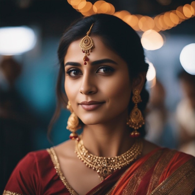 Indian women with traditional dress wedding