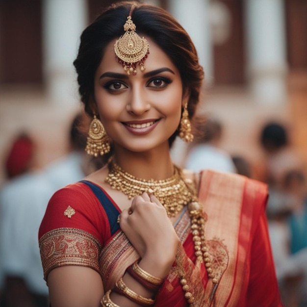 Indian women with traditional dress wedding