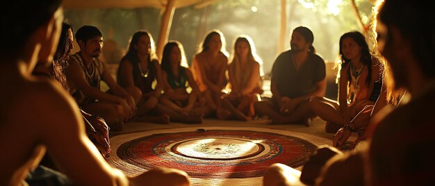 Photo indigenous communities participating in healing ceremony