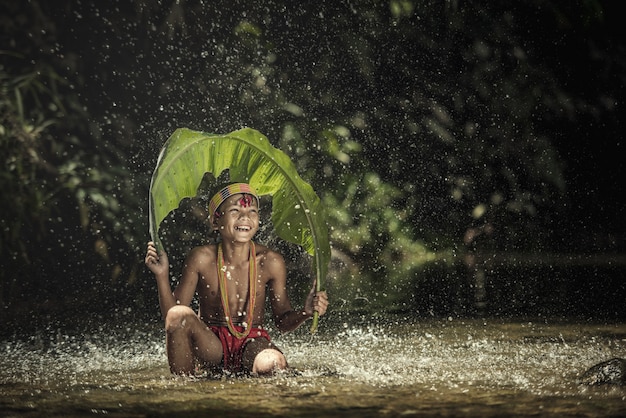 Indigenous inhabitants ethnic of the islands in Muara Siberut at West Sumatra, Siberut island, Indonesia.