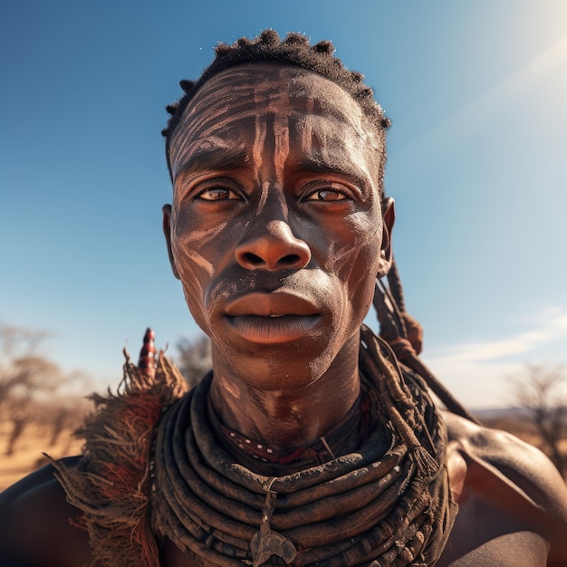 indigenous man from africa taking a selfie