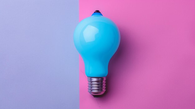 Photo indigo light bulb on flat surface