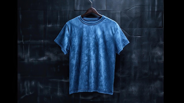 Indigo tshirt on a hanger photo realistic illustration