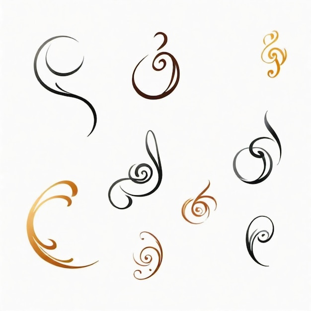 Photo individual creating calligraphy swirls cartoon vector set white background isolated