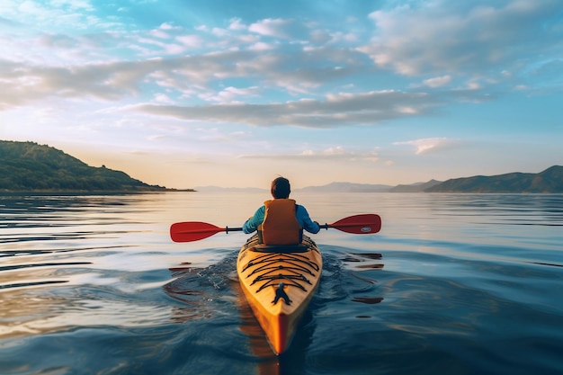 An Individual Engaging in Kayaking on Unbounded Waters Generated Ai