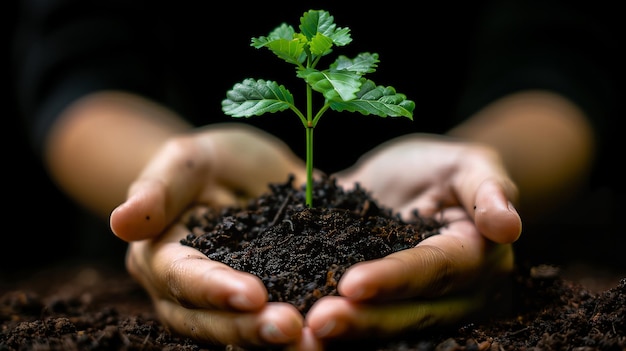 Individual holding a small houseplant in their hands