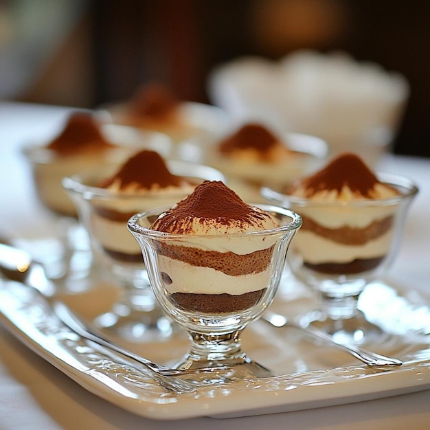 Photo individual tiramisu portions in small glass cups p tiramisu food photos345jpg