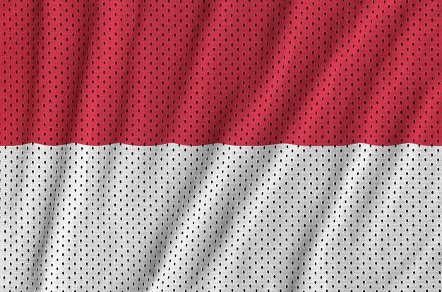 Indonesia flag printed on a polyester nylon sportswear mesh fabric