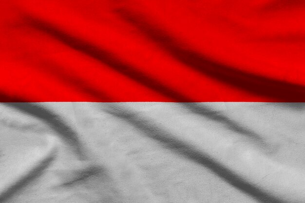 Indonesia flag on wavy fabric