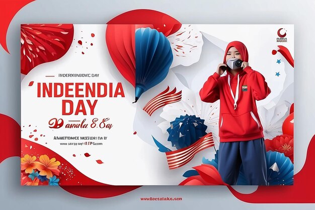 Photo indonesia independence day giveaway social media banner template