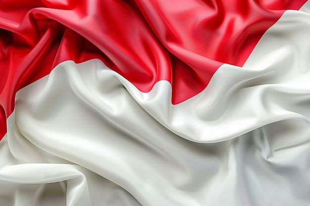 Indonesia independence day th august greeting design with red and white flag ribbon