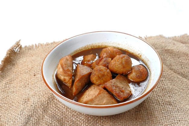 indonesia traditional cuisine semur tahu telur puyuh or spicy sweet tofu with quail eggs