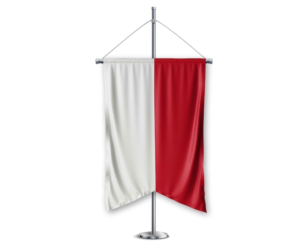 Photo indonesia_up 3d flags on pole stand support pedestal realistic set and white background