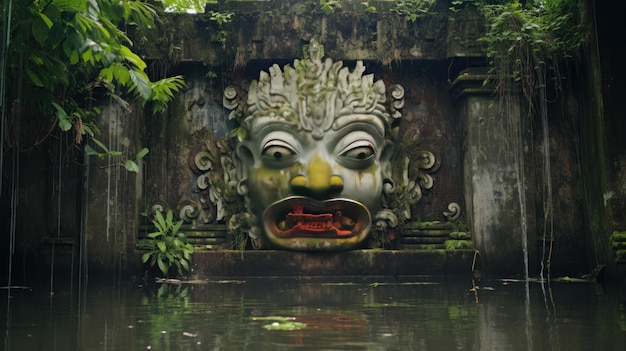 Indonesian Balinese art scenery background wallpaper AI generated image