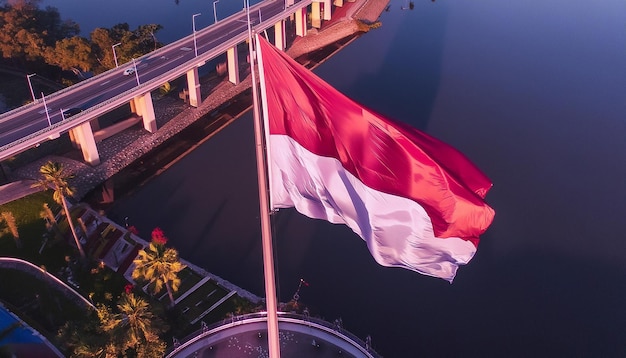 indonesian flag from above