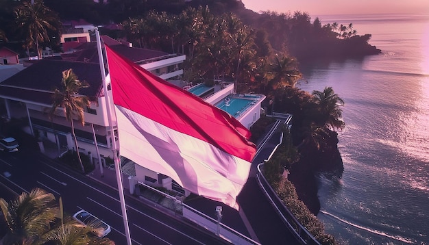 indonesian flag from above