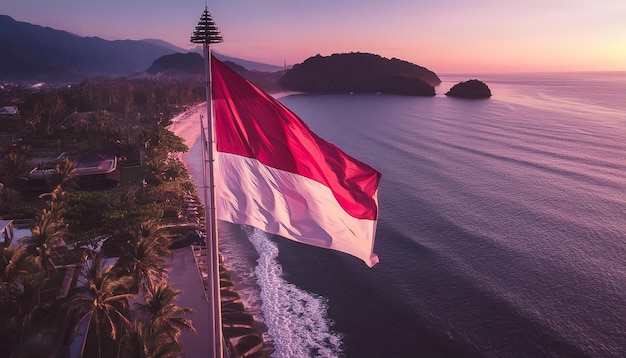 indonesian flag from above