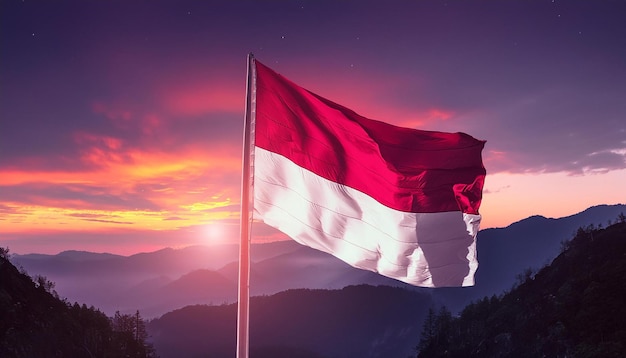 indonesian flag from above