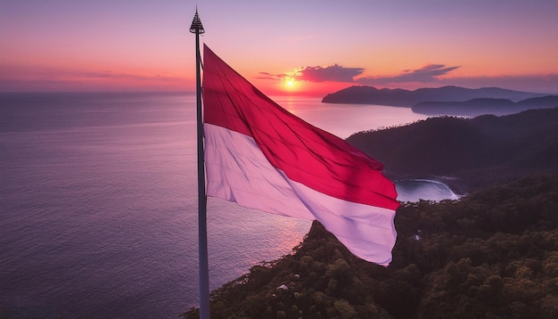 indonesian flag from above