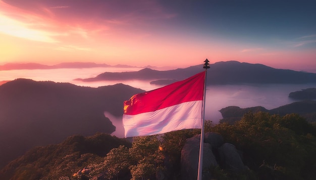 indonesian flag from above