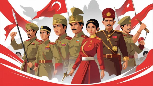 Indonesian Heroes Day Concept Design Hari Pahlawan Character Design