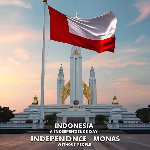 indonesian independence day at home wearing red and white with indonesia flag