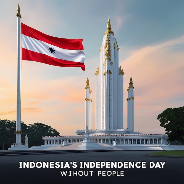 indonesian independence day at home wearing red and white with indonesia flag