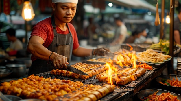 Indonesian Martabak stuffed pancake at a night market