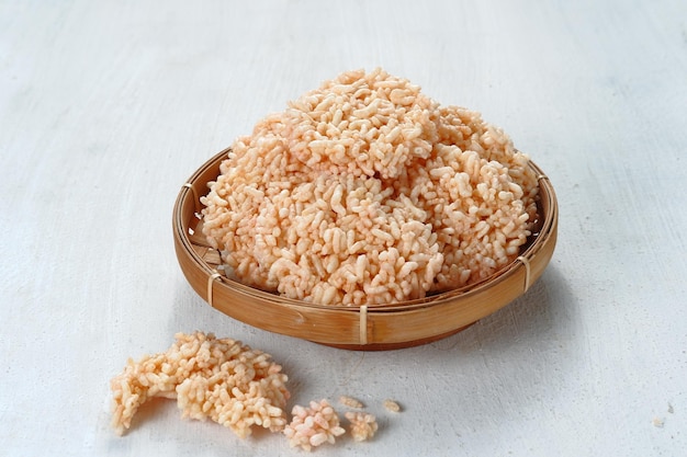 indonesian traditional snack-rengginang or ranginang is a thick cracker made from glutinous rice