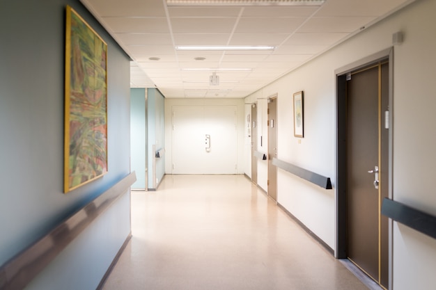 Indoor corridor of modern hospital