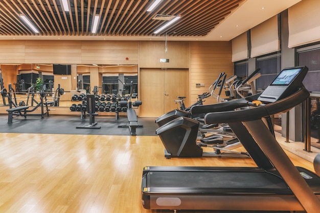 Indoor fitness equipment in hotel gyms