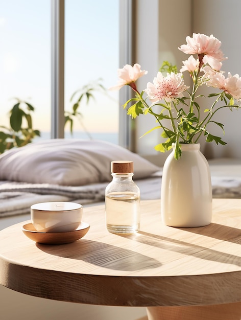 Indoor Home Tabletop Featuring a Beauty Product in Light Tones