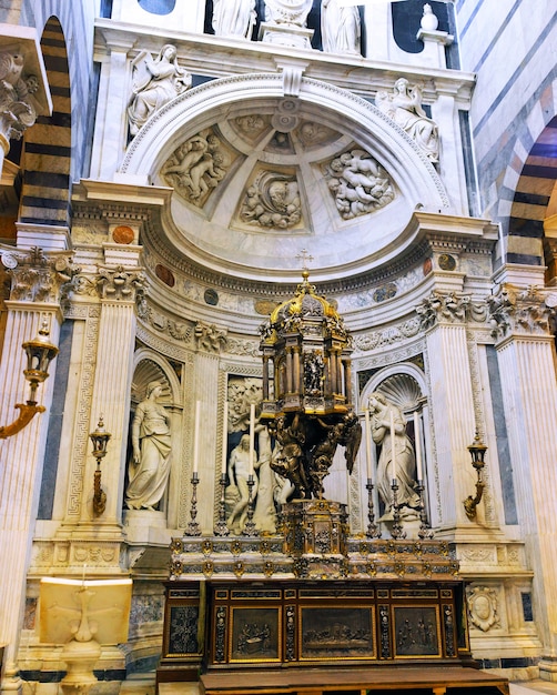 Indoor interior of cathedral Duomo on Miracoli Square of Miracles in Pisa, Italy