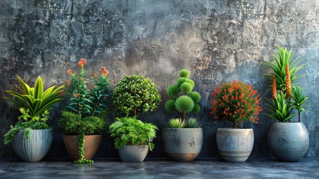 Indoor Plants Against a Concrete Wall