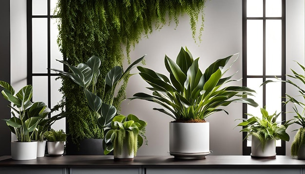 Photo indoor plants in studio