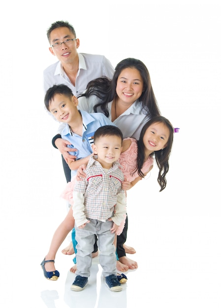 Indoor portrait of asian family