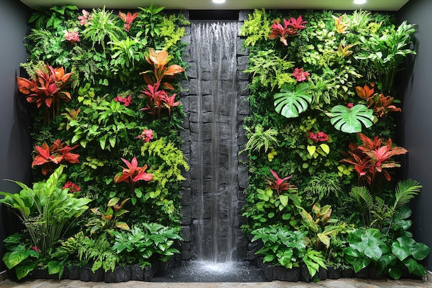 Photo indoor vertical garden with waterfall feature