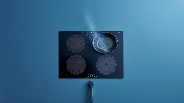 Induction Cooktop Isolated on Flat Color Background