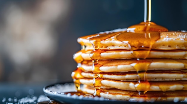 Photo indulge in fluffy pancakes with syrup for a delicious breakfast or brunch treat aig