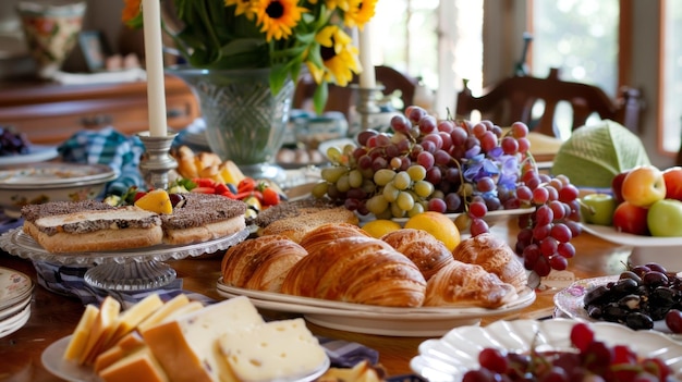 Indulge in a gourmet breakfast spread with freshly baked pastries local produce and artisanal