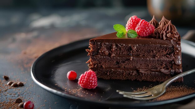 Photo indulge in the irresistible charm of our homemade chocolate cake culinary delight concept