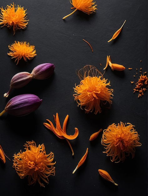 Photo indulge in the luxurious allure of saffron against a dramatic black backdrop elevate your culinary