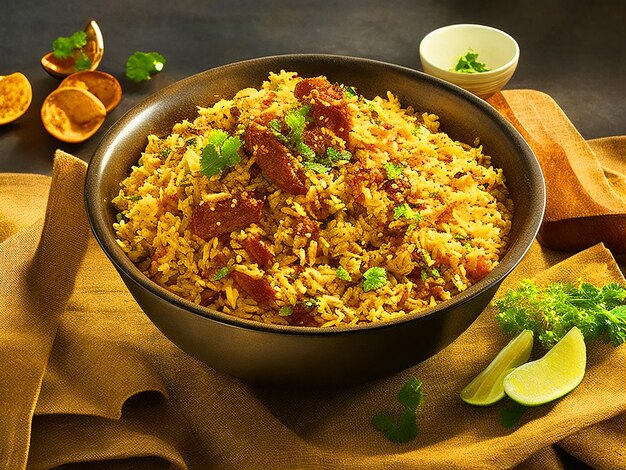 Indulge in the rich flavors of our biriyani perfectly captured in a mouthwatering image cinematic