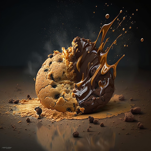 Indulge in the Sweetness of Freshly Baked Chocolate Cookies AI Generative